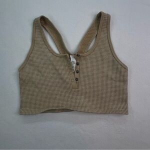 Aerie - “ Recharge”Tan Waffle Knit Crop Top/Sports Bra- Women’s - M